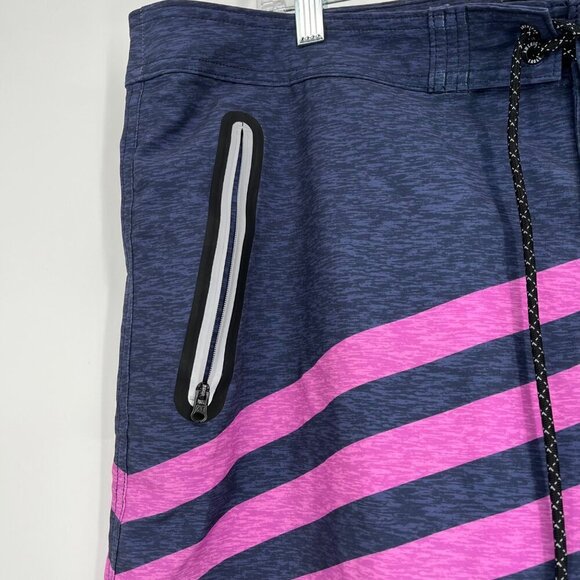 American Eagle Men's XL Board Shorts Striped Blue/Pink/Teal Drawstring - Picture 3 of 6